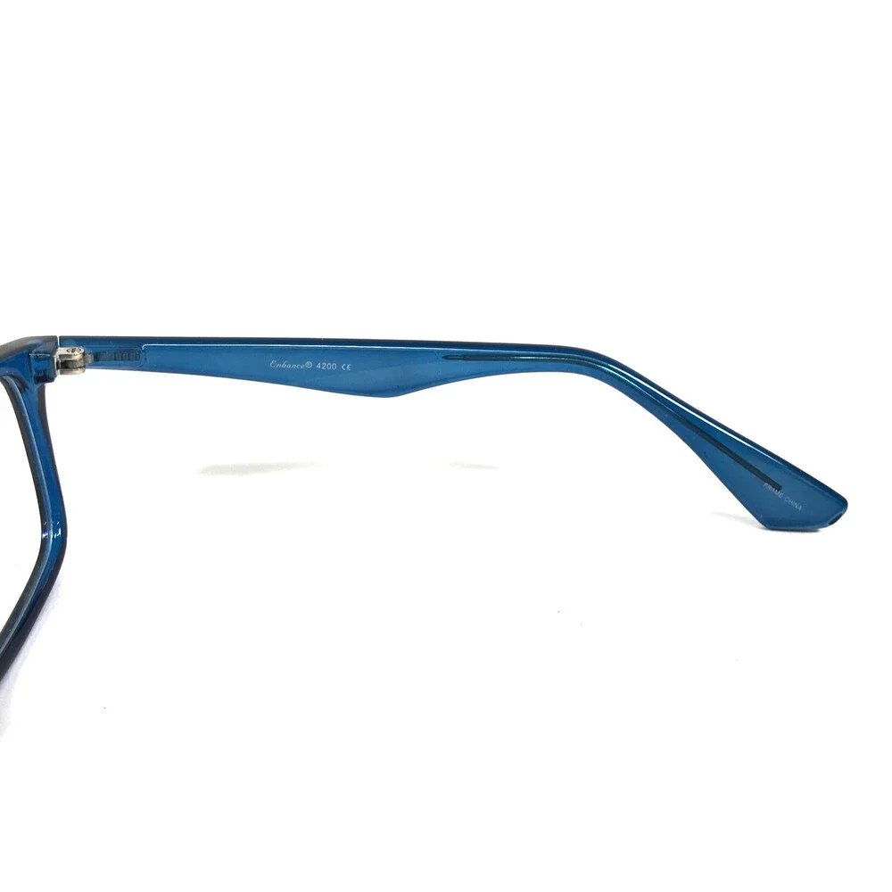Enhance Eyeglasses Frames 4200 SHINY COBALT Blue Rectangle Full Rim 50-17-135